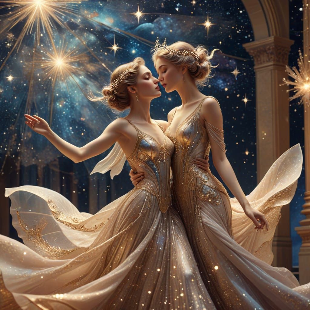 Ethereal Waltz: Celestial Art Deco Fantasy