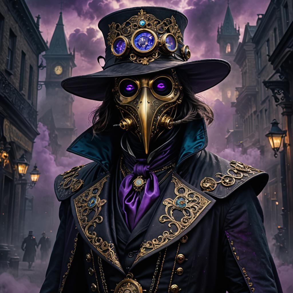 Steampunk Plague Doctor in Eerie Cinematic Digital Art