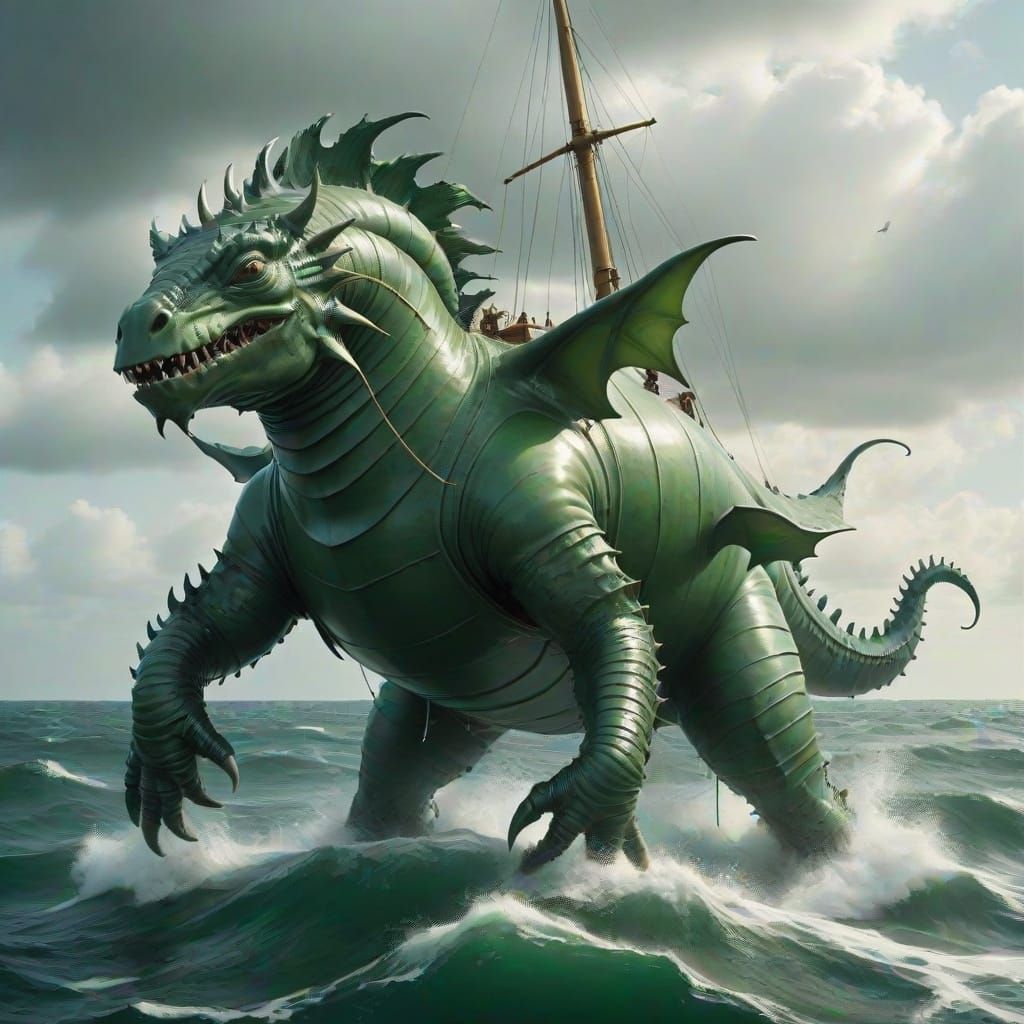 Surreal Oceanic Creatures Emerge from Still Water in Cyberpu...