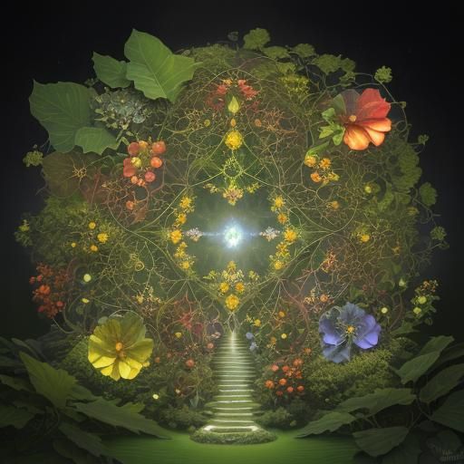 Photorealistic Fractal Garden Cityscape with Light Tracery