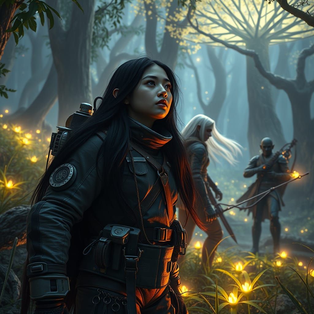 Ethereal Encounter: Astronaut Meets Dark Elf Ranger in a Glo...