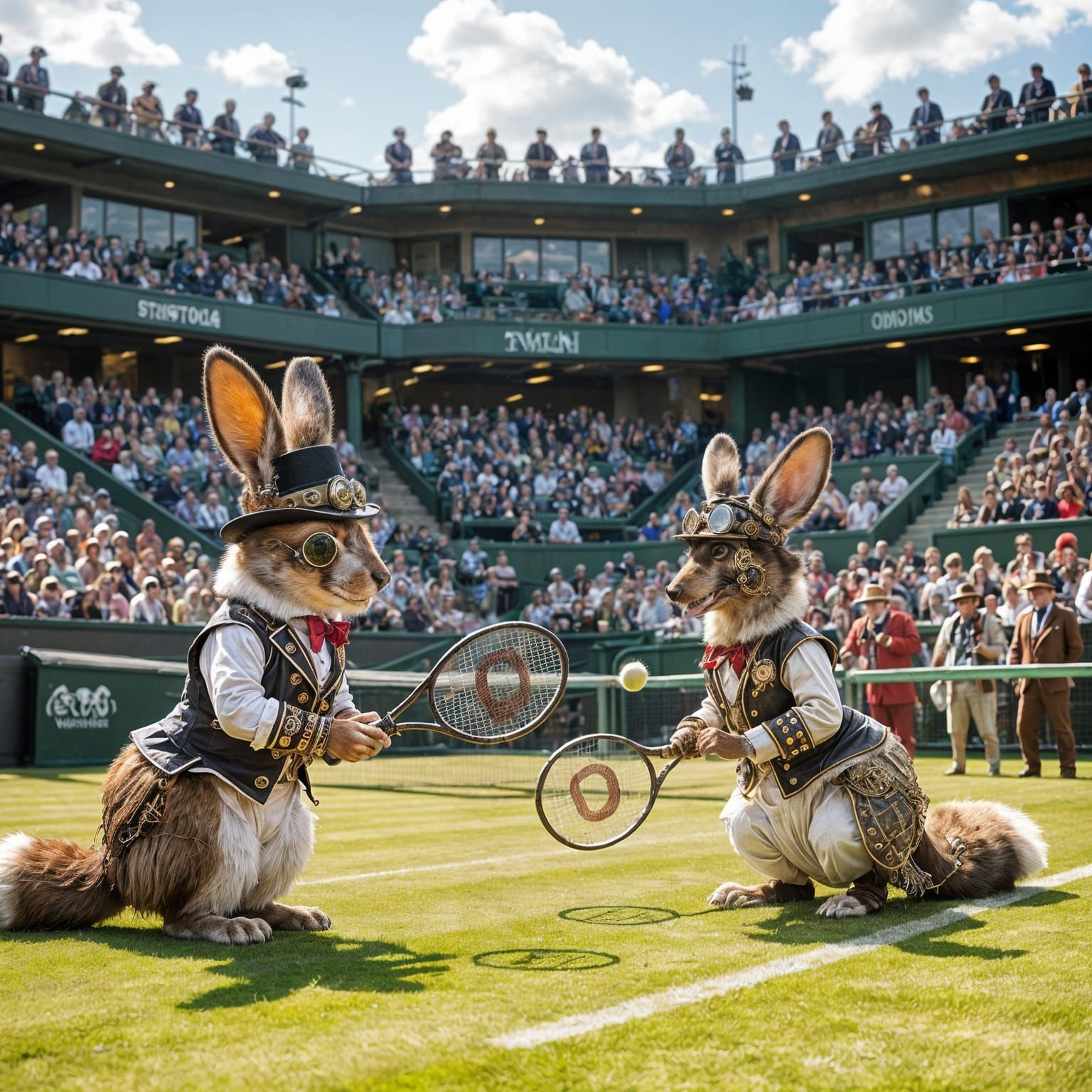 Steampunk Animals Play Wimbledon Open
