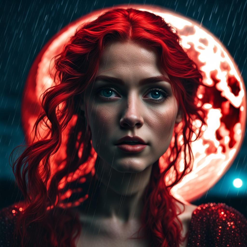 Mermaid Portrait with Red Fish Skin