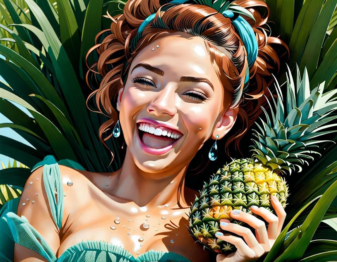 Joyful Clown with Pineapple in Expressive Art