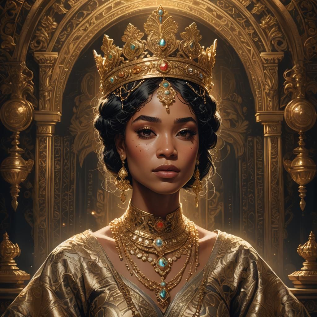 Ornate Portrait in Warm Golden Tones