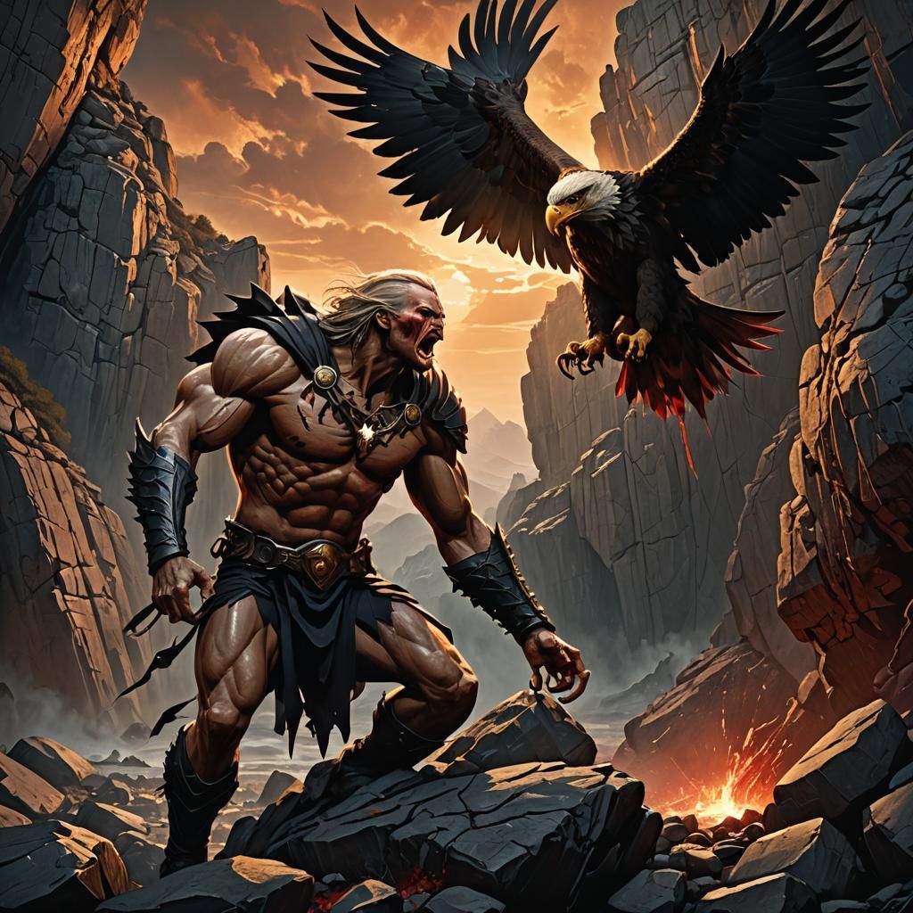 Prometheus Bound: A Dark Fantasy Scene