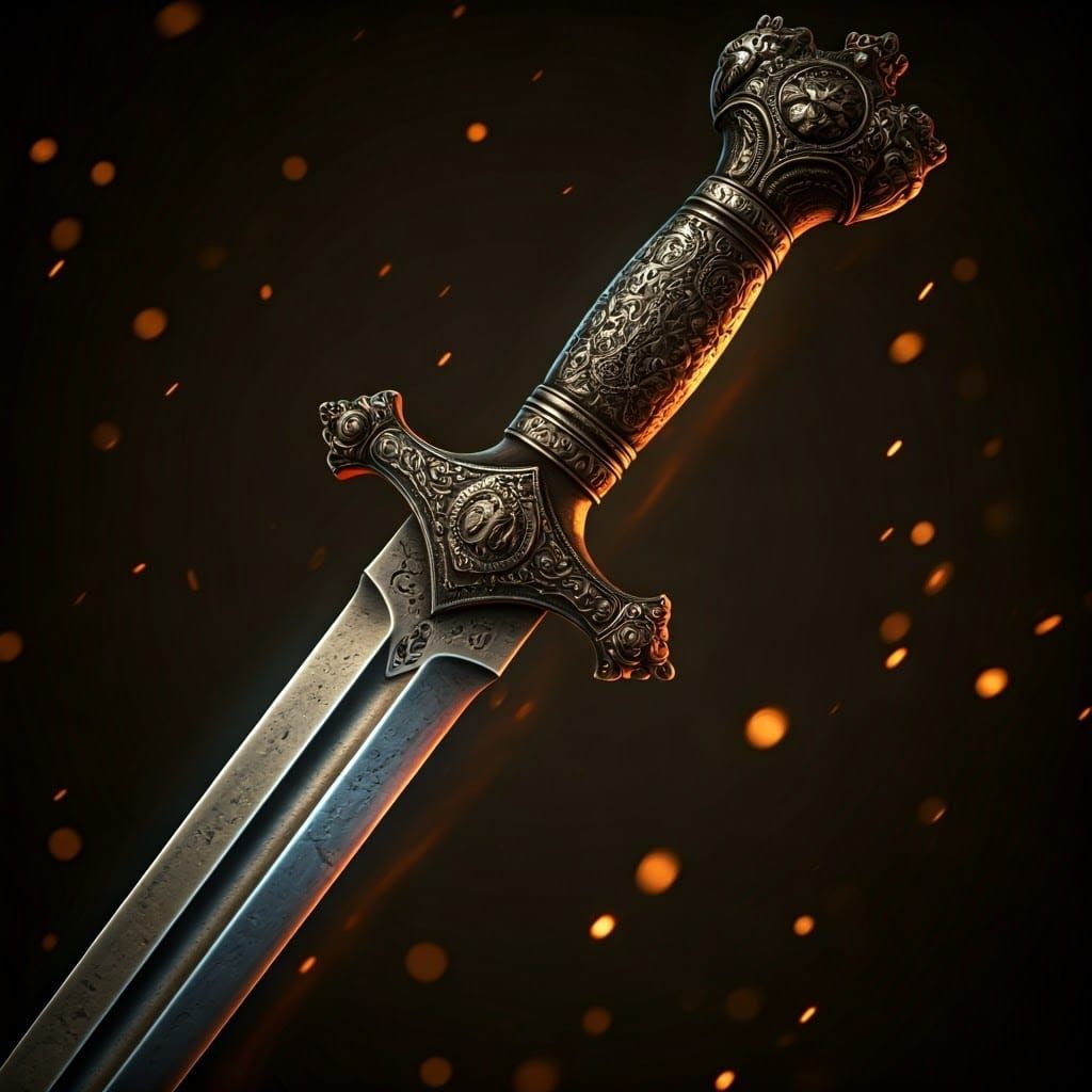 Ornate Steel Dagger in Dramatic Lighting