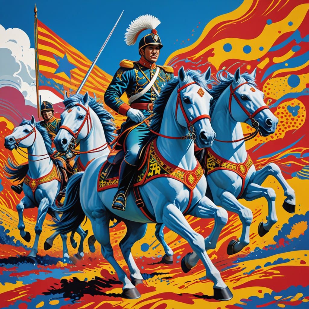 Vibrant Pop Art Cavalry Charge