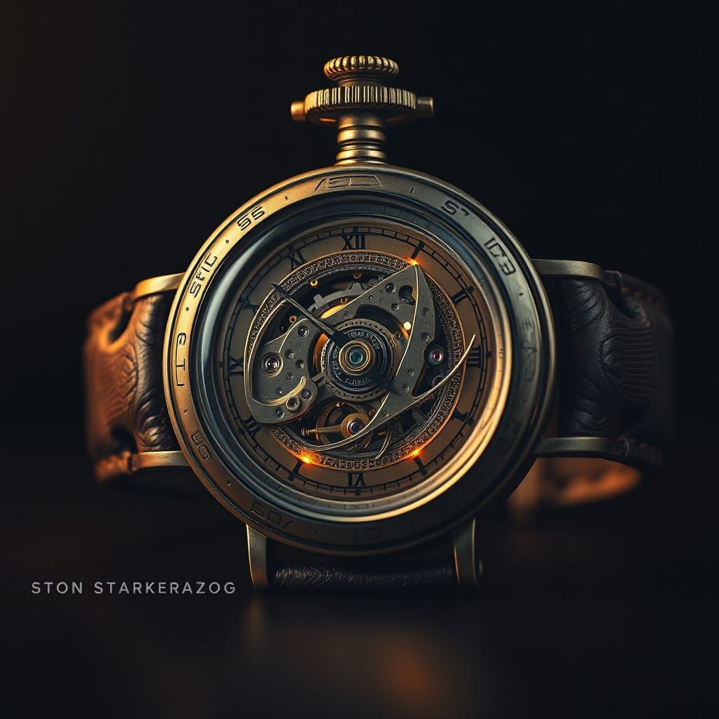 Vintage Mechanical Watch Illuminated by Cinematic Lighting
