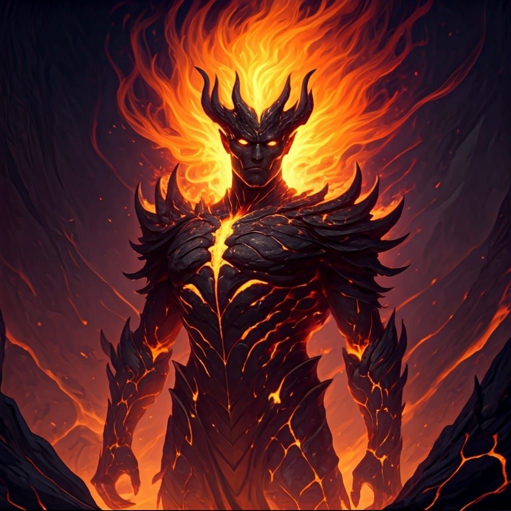 Ignarion, Flamekeeper Deity in Dark Fantasy Style