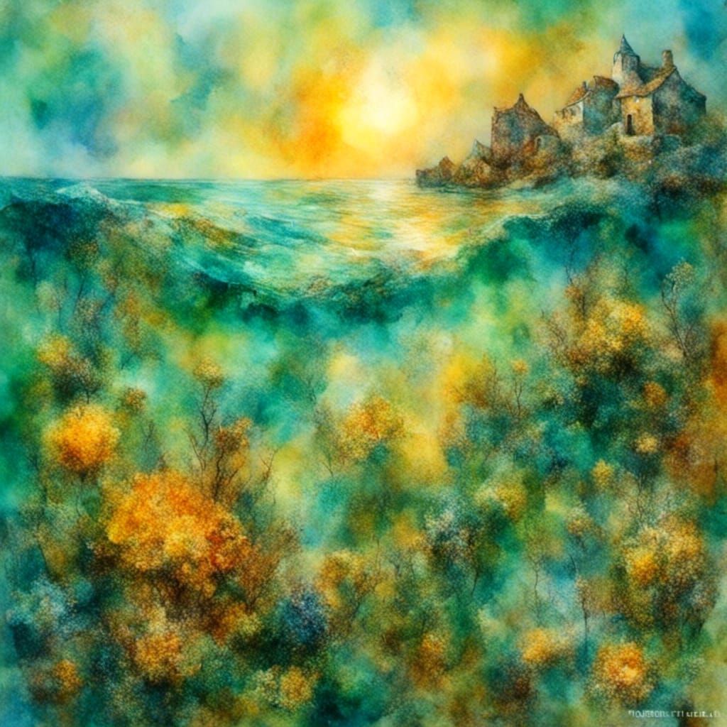 Yellow Sunshine Reflections on Sea