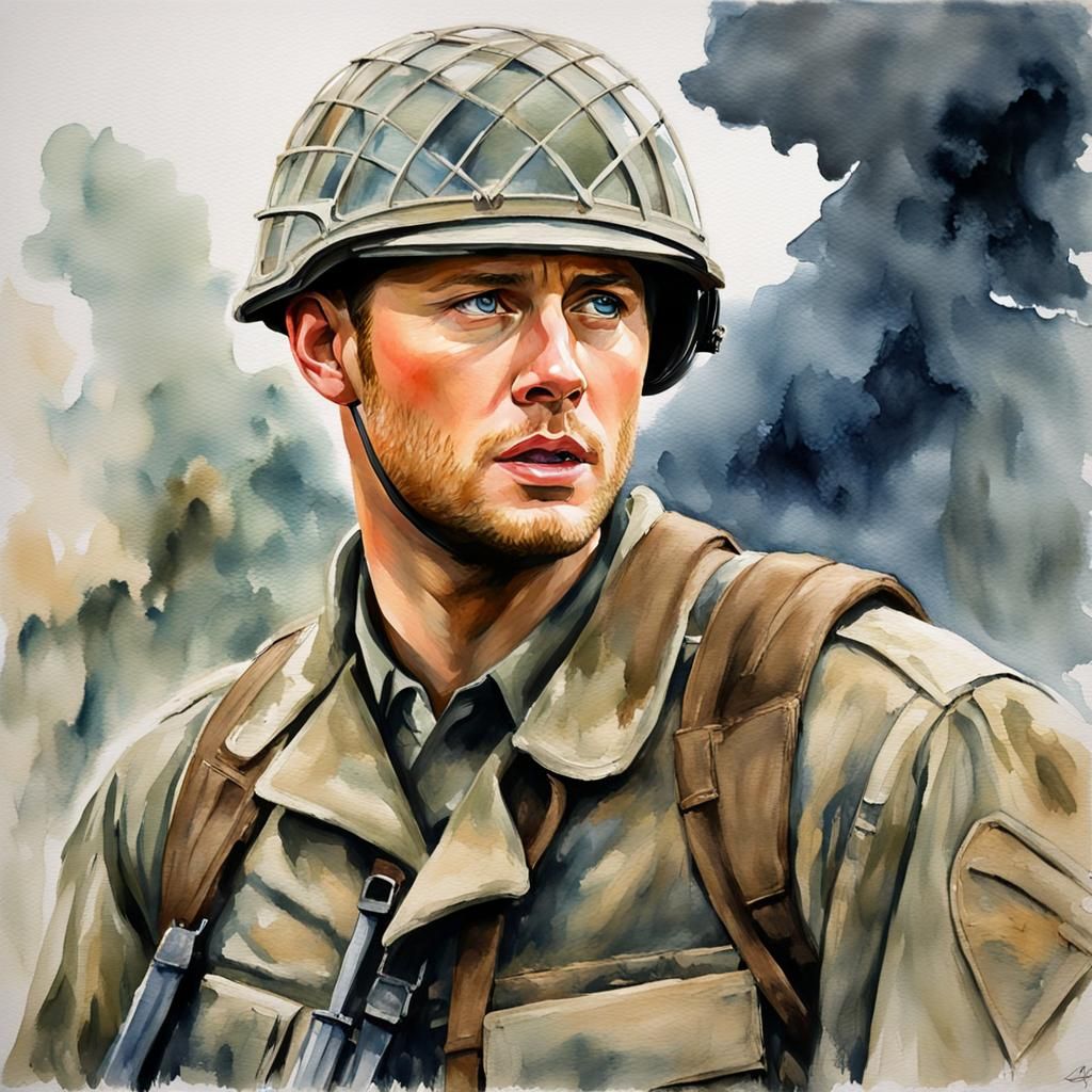 World War II Soldier in Gouache Style