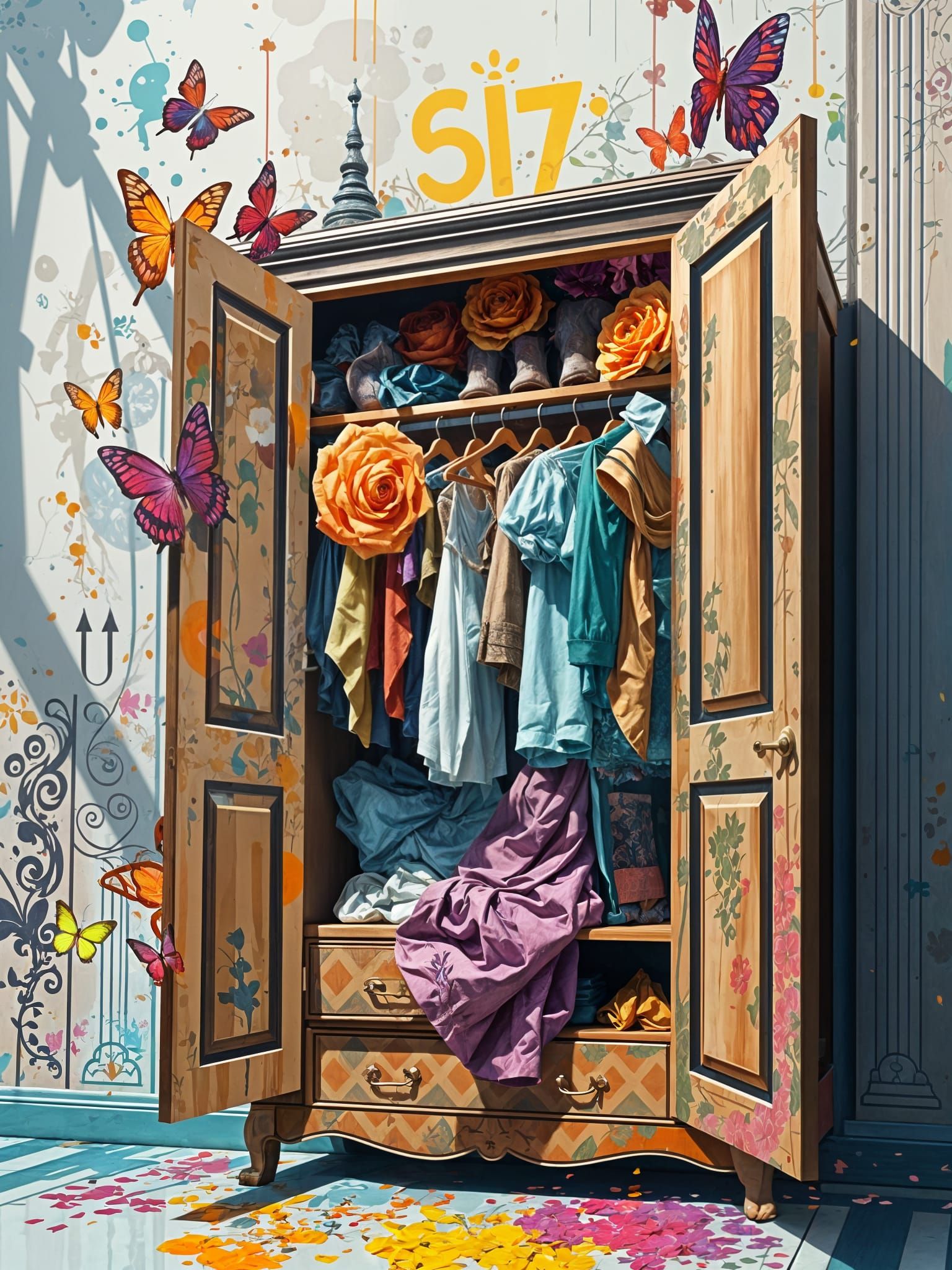 Surreal Wardrobe Unleashes Vibrant Chaos in Triadic Colors