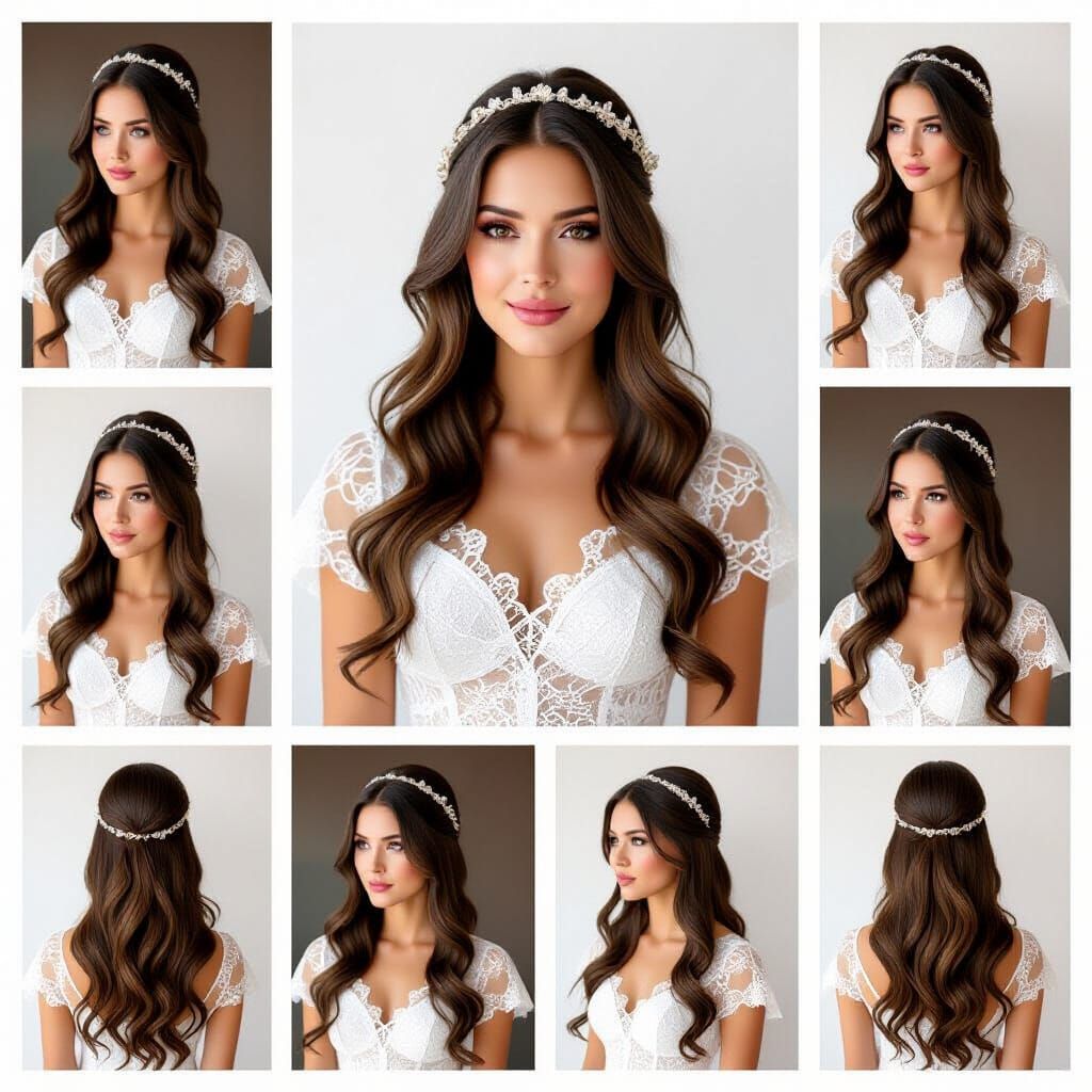 Collage of Woman with Long Hair and Lace Details