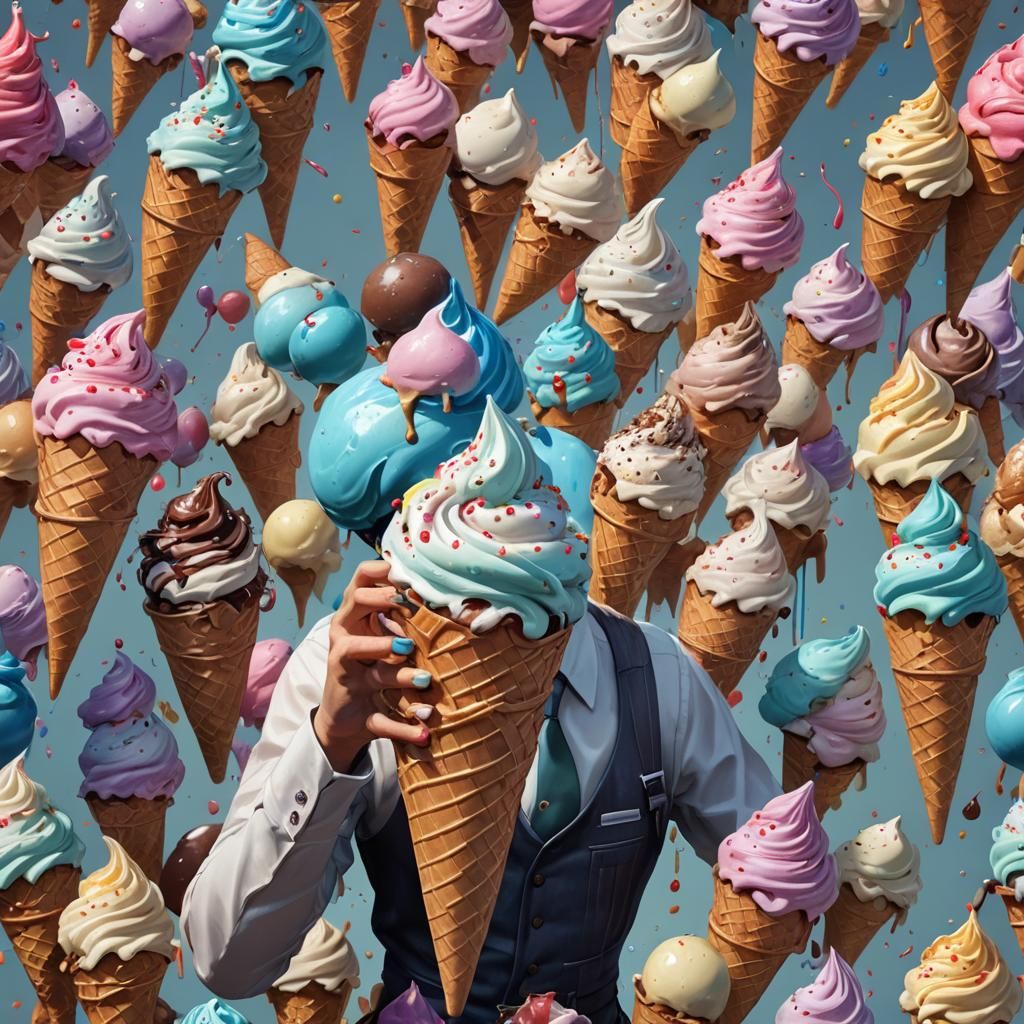 Hyperdetailed Ice Cream Cone Portrait in 8k