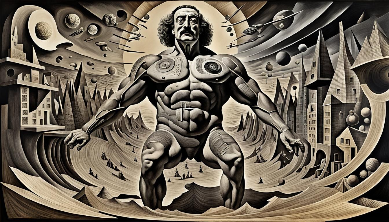 Ironic Dadaist Art of a Muscular Man