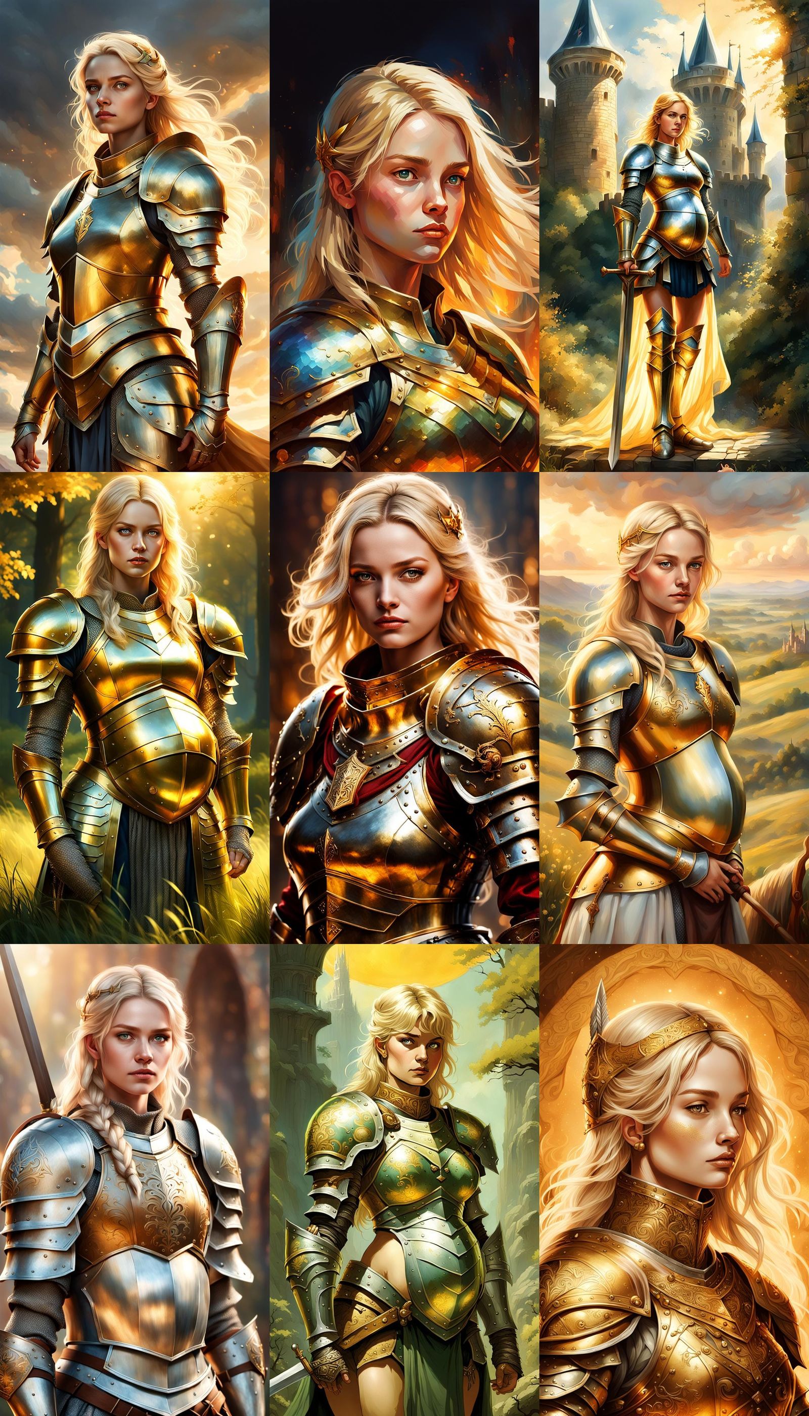 Pregnant Blonde Knight in Full Armor