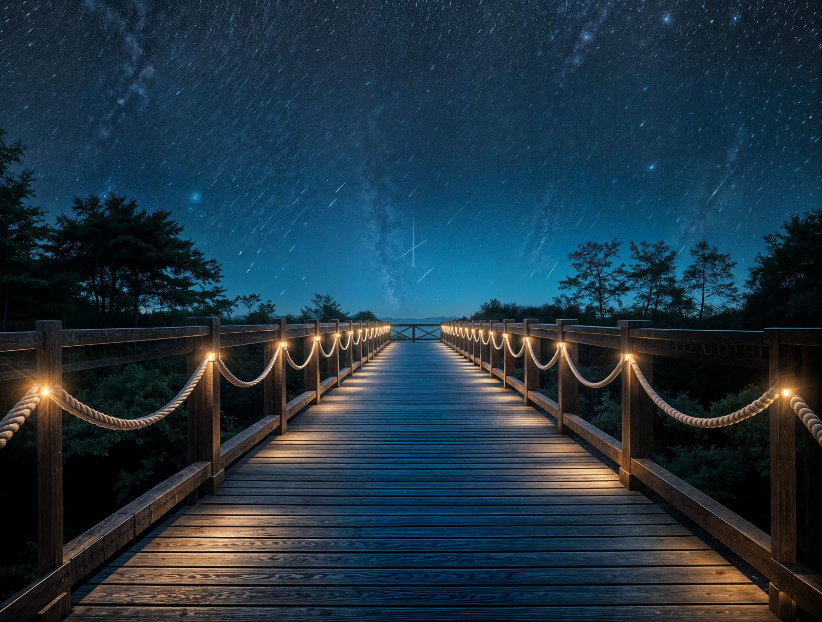 Night Sky Walkway with Ambient Lighting