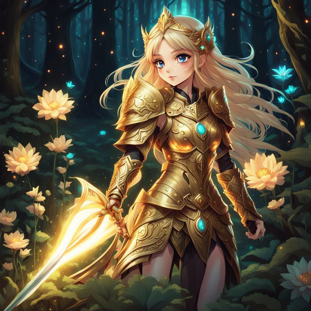 Whimsical Warrior Pixie in Eerie Dark Fantasy Landscape