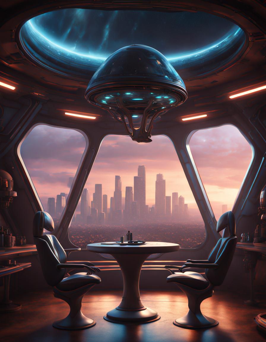 Alien in UFO Over Los Angeles: Fantasy Concept Art