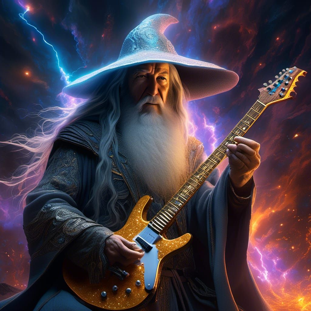 Gandalf Rocking Out in Space: Digital Art