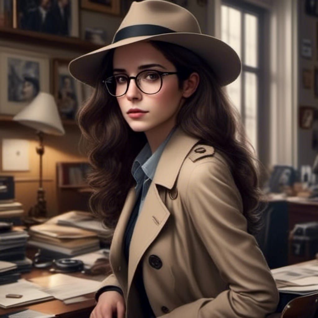 Beautiful Woman in Fedora and Trench Coat