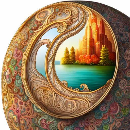 Giant Easter Egg with City Scene and Bunny