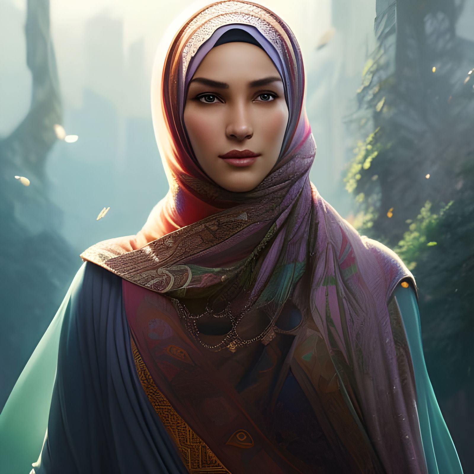 Woman in Hijab: Detailed Digital Portrait