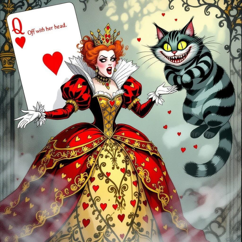 Regal Queen of Hearts Yells 'Off with Her Head' as Cheshire ...