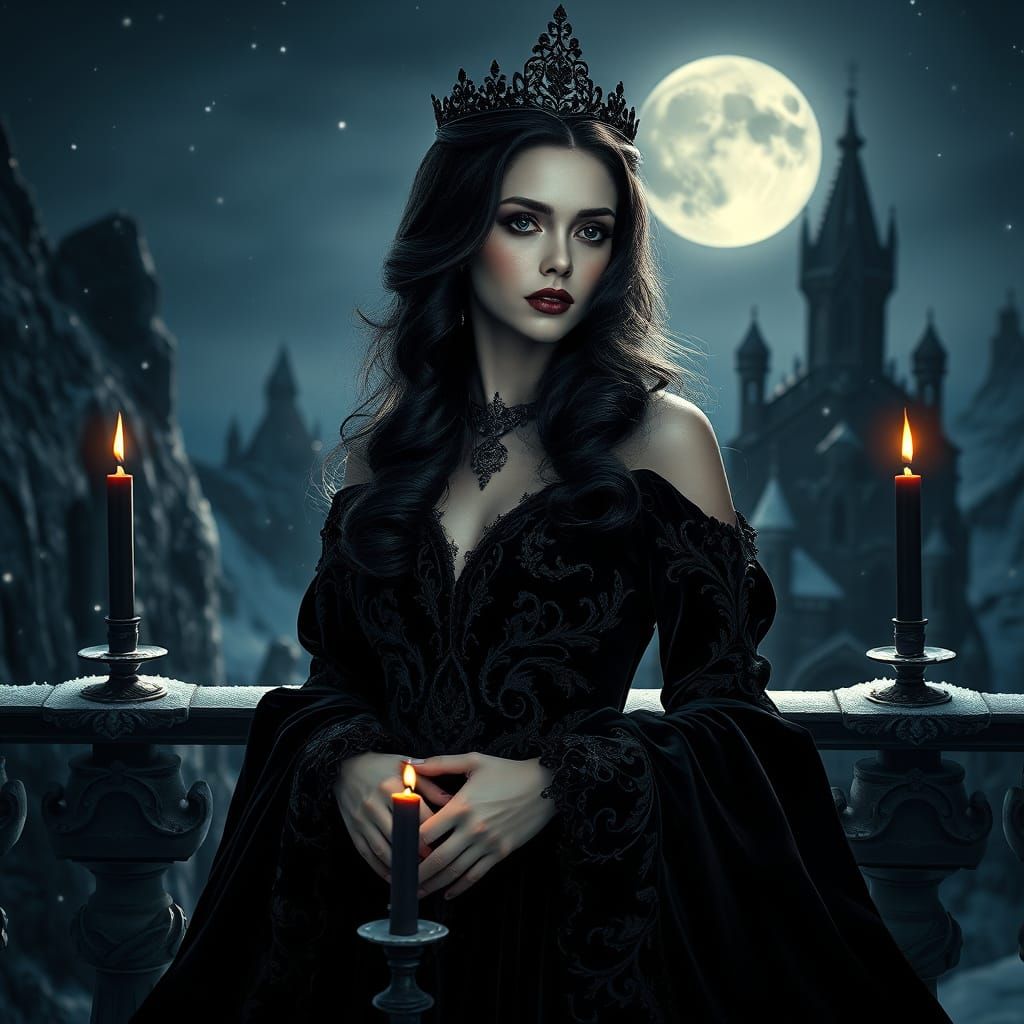 Elegant Vampire Queen of the Night in Baroque Style