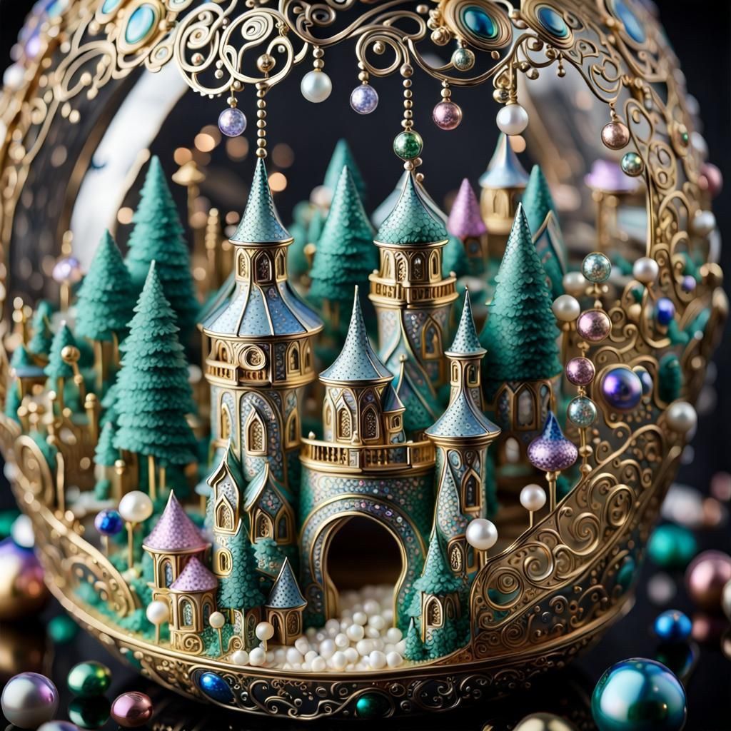 Faberge-Style Fairy Village with Metal Confetti