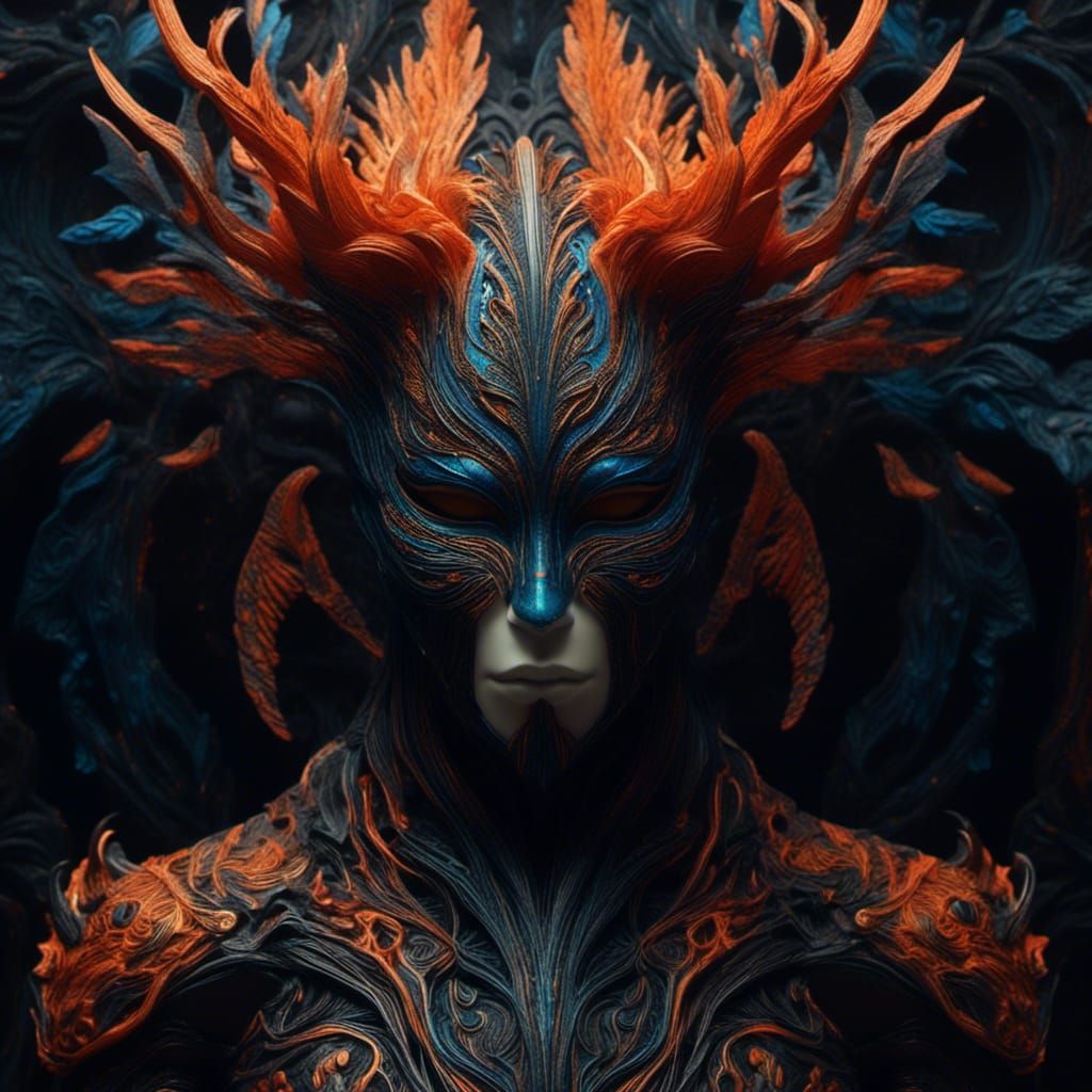 Dark Fantasy Half-Mask Figure in Detailed Matte Painting