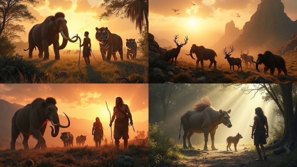 Hyper Realistic Hunter Gatherer Humans and Animals