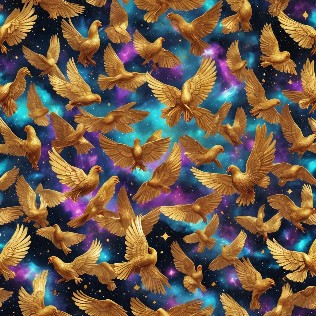 Golden Chicken Wings: Cosmic Astral Illustration