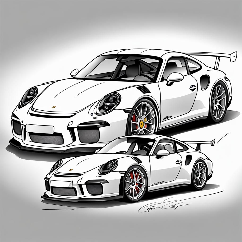 Porsche 911 GT3: Detailed Automotive Sketch