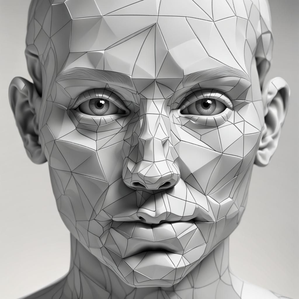 Detailed 3D Polygon Map of a Human Face