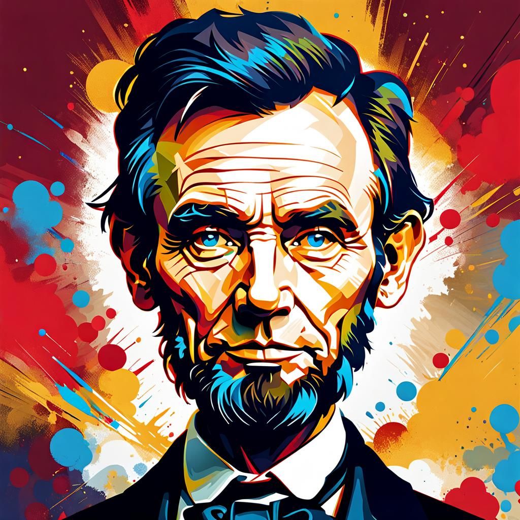 Abraham Lincoln Portrait with Mohawk in Abstract Art Style