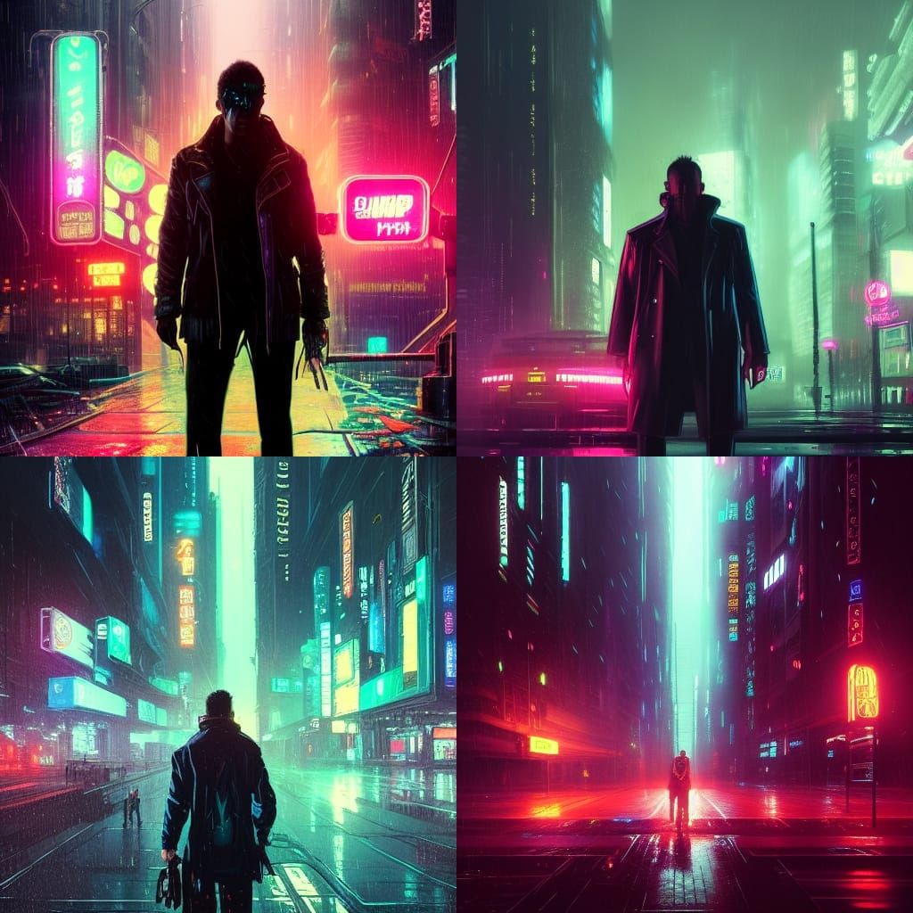 Cyberpunk Detective in Neon Cityscape: 8K Fantasy Art