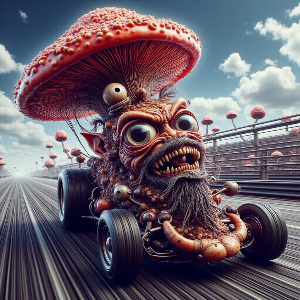 Mushroom Dragster Races at Santa Pod in Bold Style