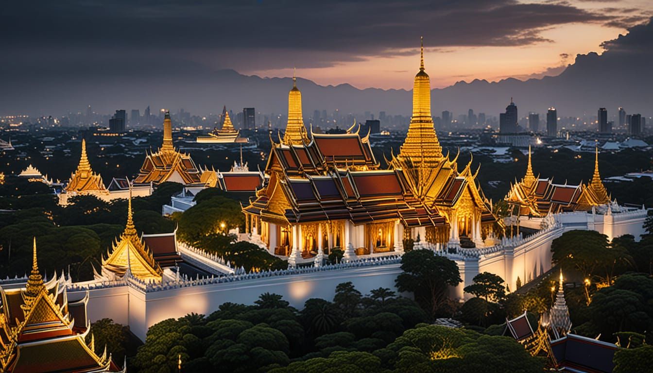 Thai Grand Palace at Night, Bangkok, Thailand
