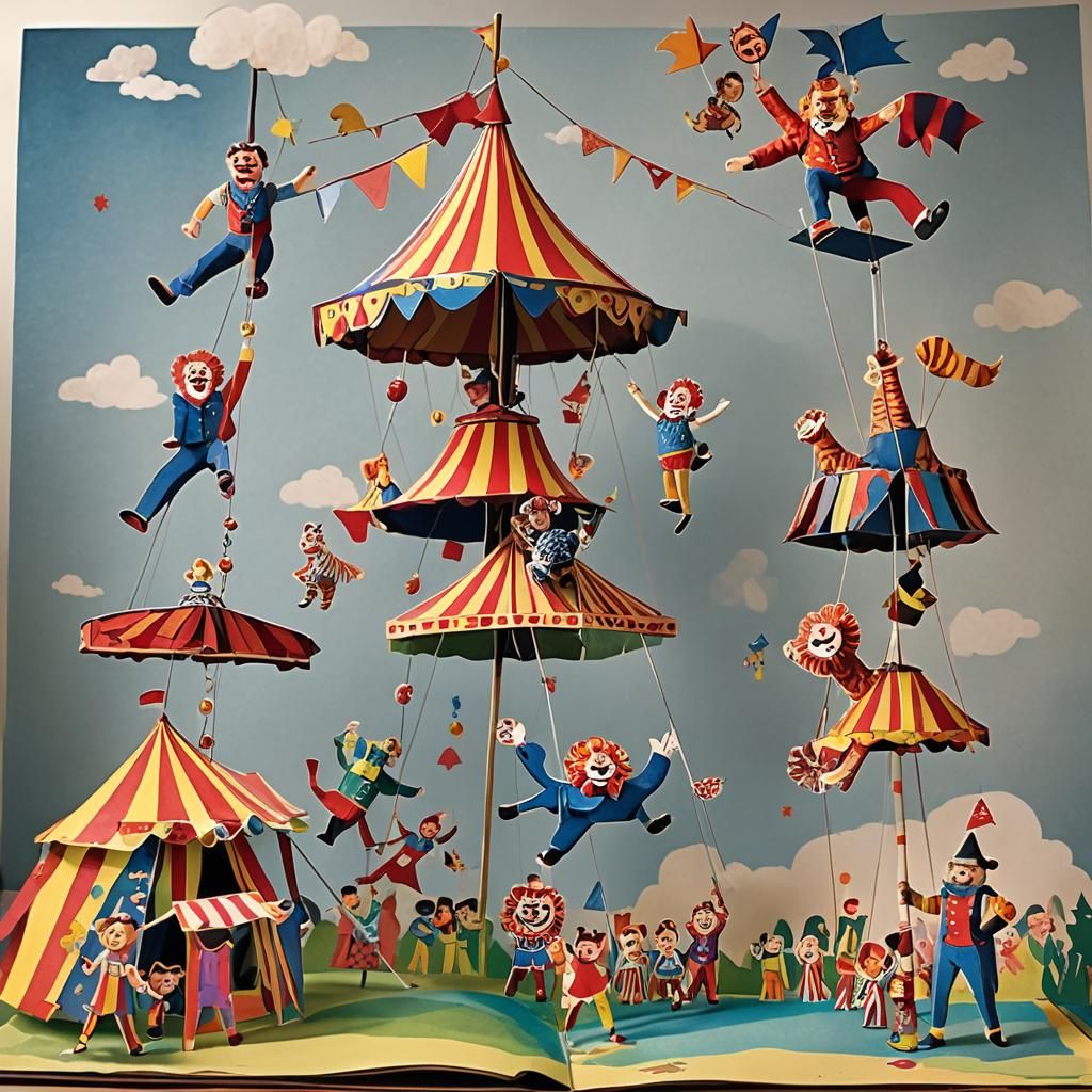Pop-Up Circus: Trapeze, Clowns, Lions, Strongman
