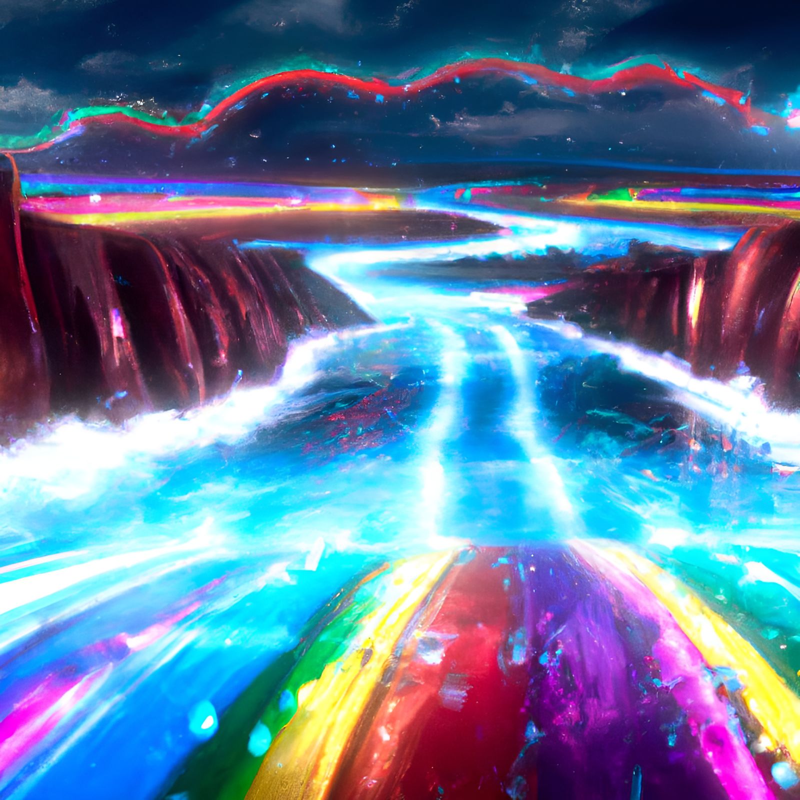 Mario Kart Rainbow Road at Night: 8K Unreal Engine Render