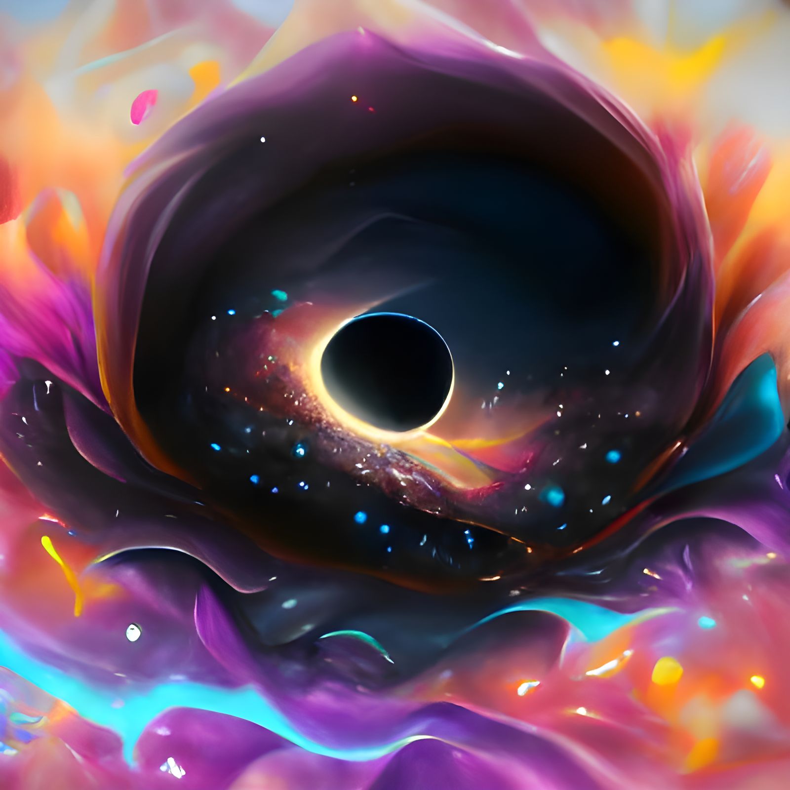 Stellar Black Hole in Cel-Shaded Cosmic Art