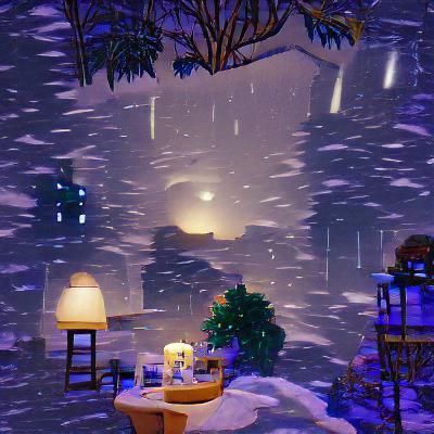 Snowy Night Scene