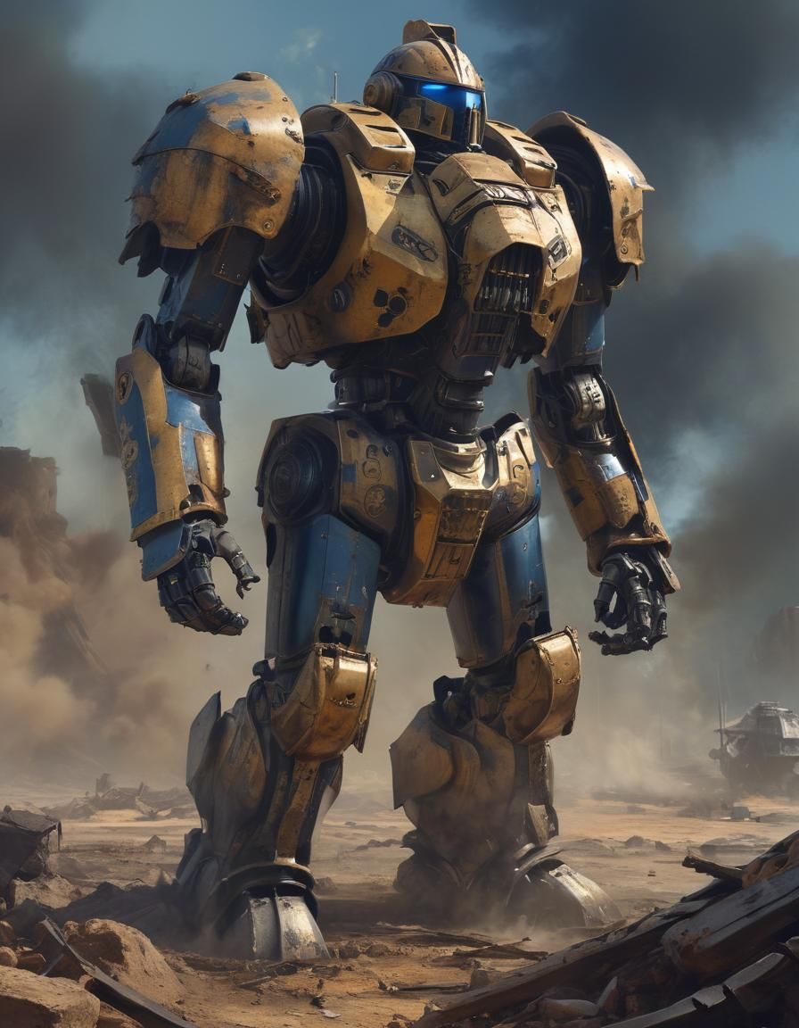 Imperial Knight Victorious on Ruined Battlefield