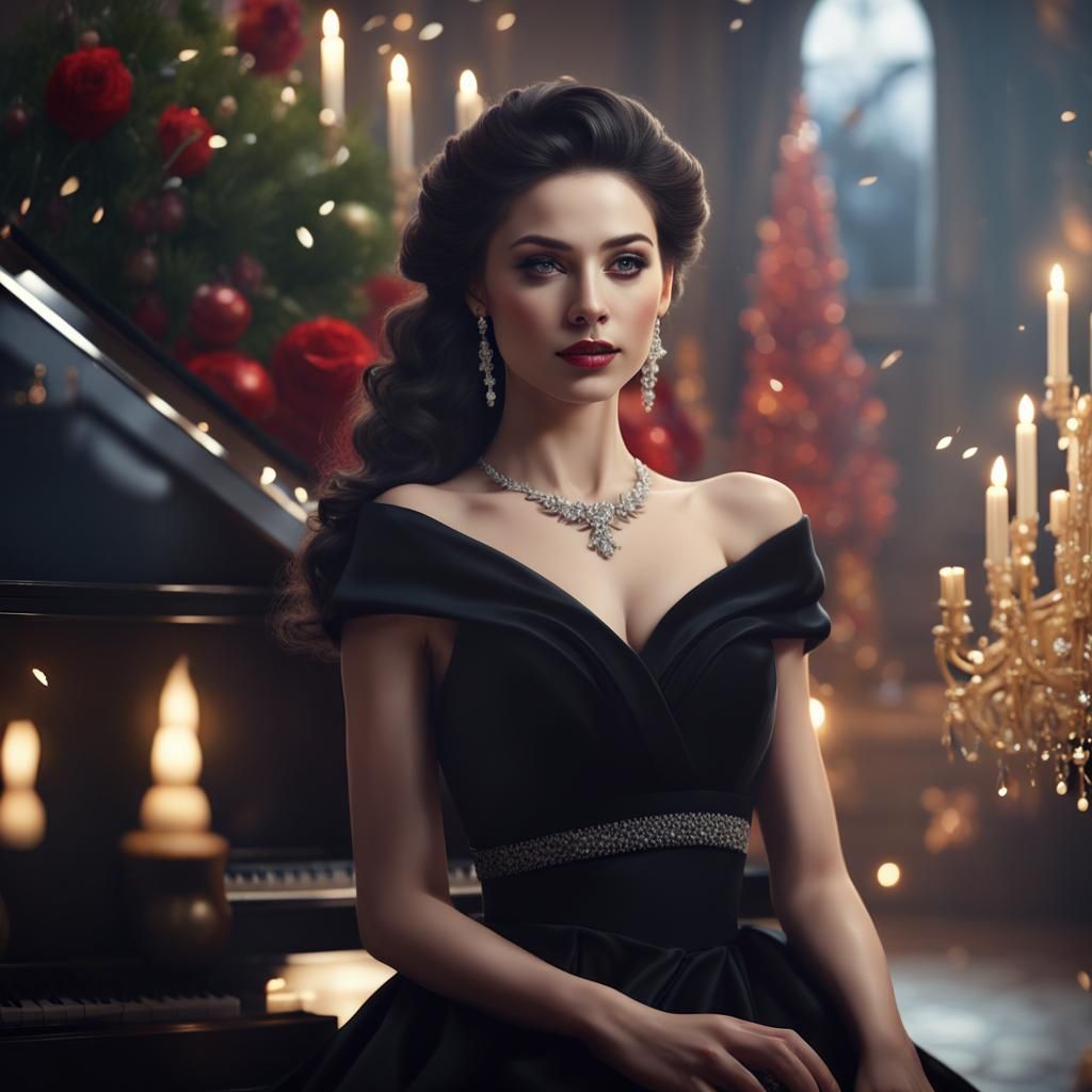 Elegant Woman at New Year's Eve Party in 8K