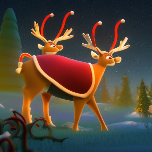 Cute Reindeer in Bright 3D Animated Style