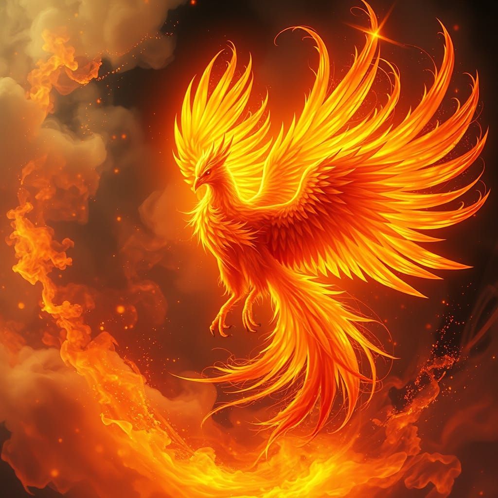 Cyberpunk Phoenix in Radiant Vortex