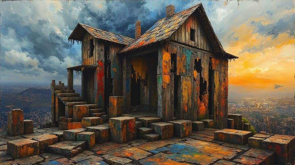 Figurative Abstraction: Farmhouse Meets Modern Cityscape
