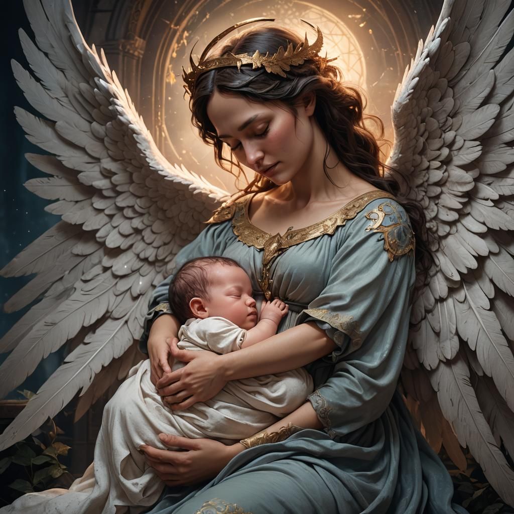 Mother and Child with Angel Wings